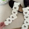 Autumn and Winter Love Couple Socks for Women, Mid-calf, Fluffy Heart Design, School-style Pile Socks for Women