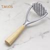 Stainless Steel Potato Press Masher with Wooden Handle Lightweight Rust-proof Kitchen Tool for Mashing Vegetables Fruits Beans