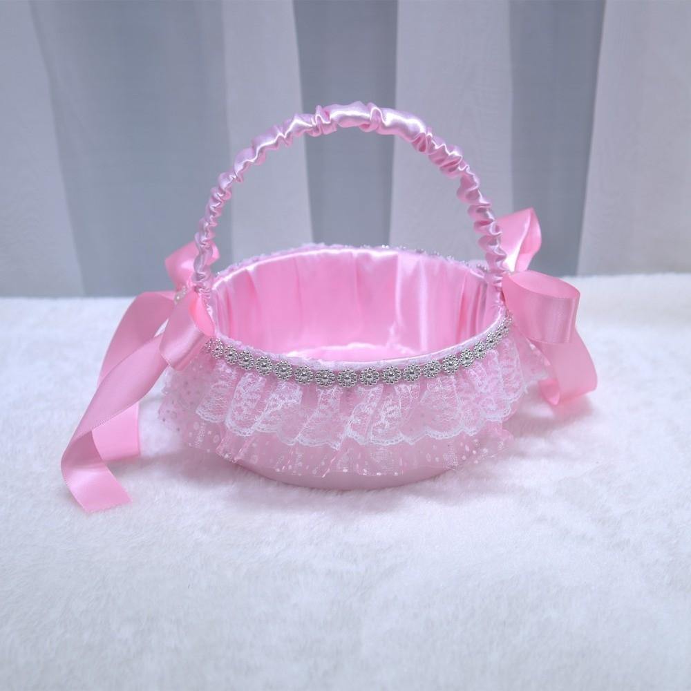 Тканевая Корзина для Невесты Белая Кружевная Цветочная Корзина Винтажная Свадебная Цветочная Корзина Свадебная Церемония розовый