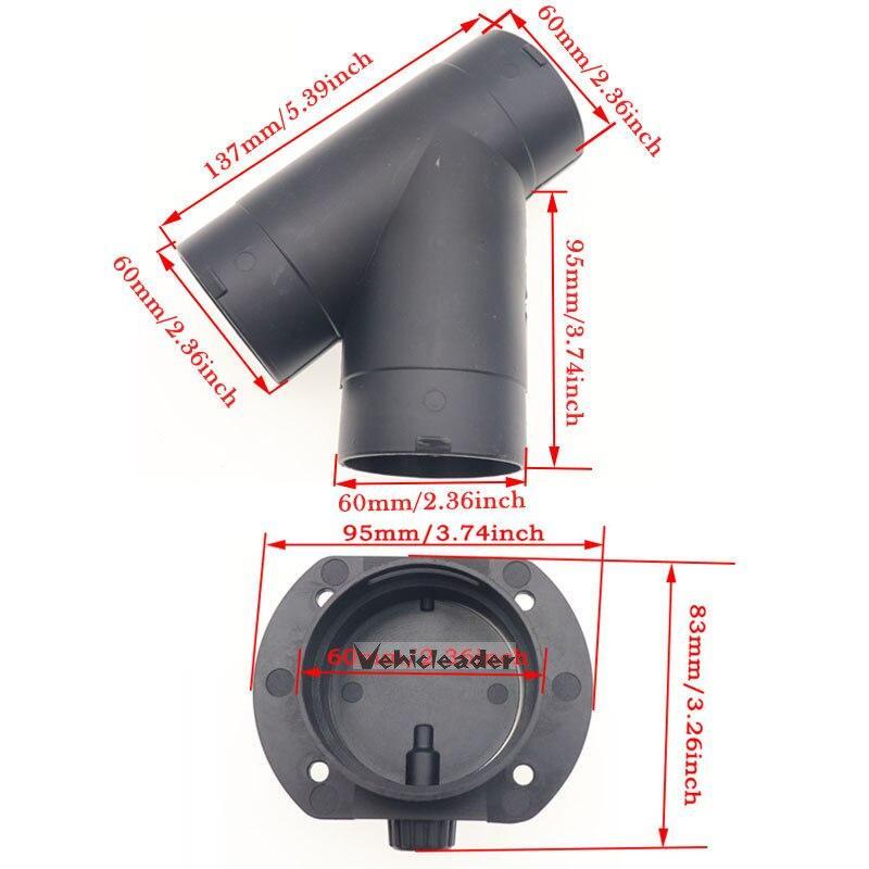 60mm/75mm Y Branch T Piece Air Vent Ducting Outlet Connector For Webasto Air Diesel Parking Heater Exhaust w/Regulating Valve