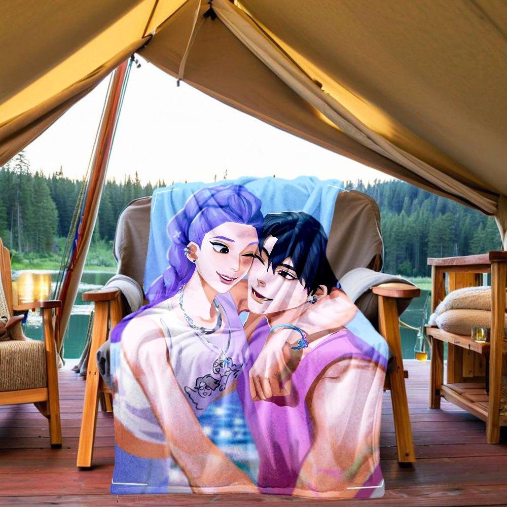 Vivid Anime Couple Tank Top - Perfect for Summer Vibes! Blanket Lightweight Flannel Throw Blanket for Sofa, Bed, Travel, Camping, Livingroo 130x150cm