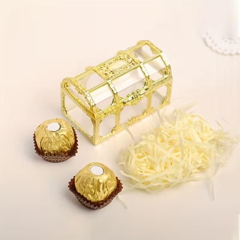 18pcs Vintage Transparent Wedding Gift Boxes with Golden-Tone Lids Plastic Favor Boxes with Secure Locking Latches for Wedding