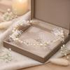 Bridal Rhinestone Leaf Headband Pearl Hairpiece Wedding Accessory
