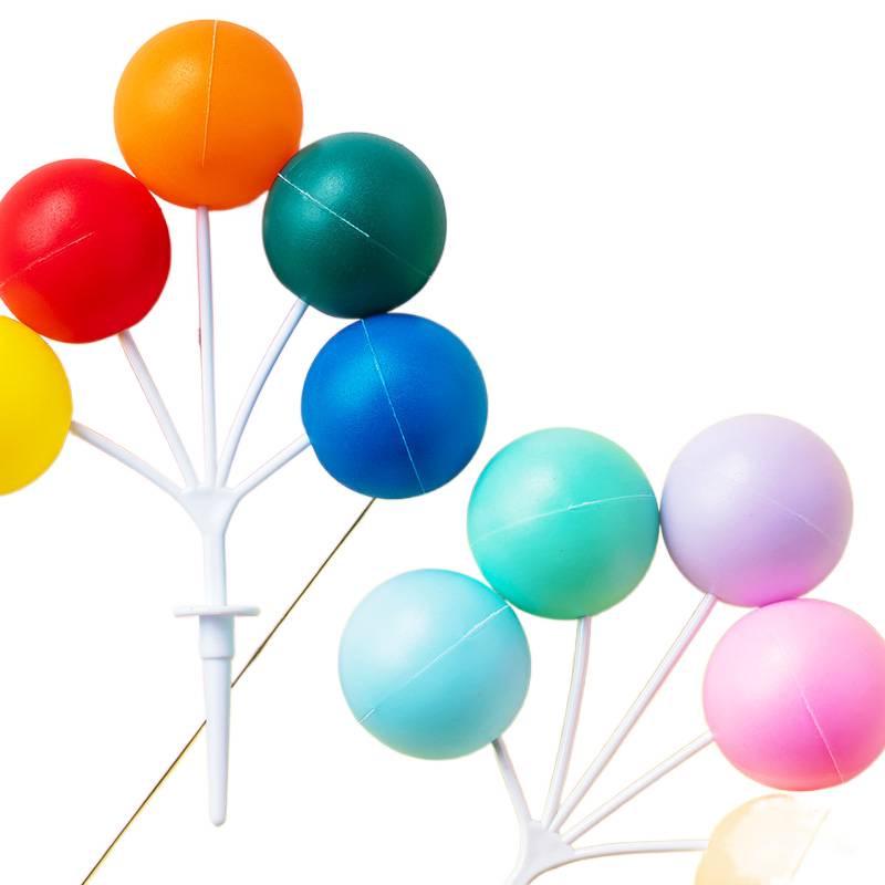 Colorful Retro Balloon Cake Toppers – Round Ball Dessert Decorations