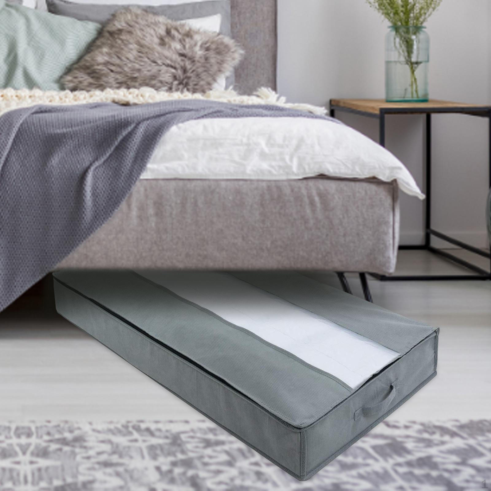 Blanket Storage Bags with Zipper, Foldable Comforter Bag, Large Organizers for Blankets, Light Gray