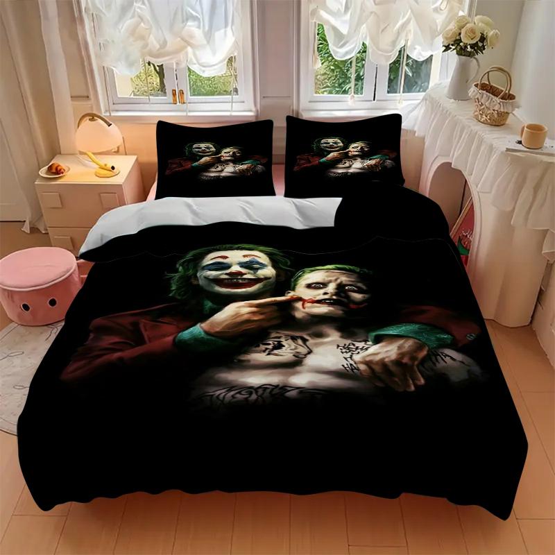 3Pcs Joker'S Dark Affection Bedding Set Soft Fabric Duvet Cover Pillowcases Home Christmas Xmas Halloween Gift 1 Duvet Cover 2 Pillowcase L1214