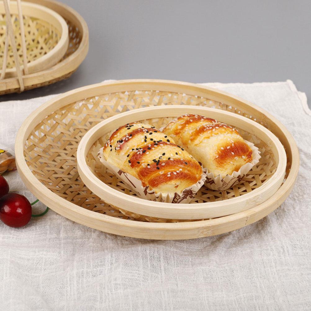 Taca wiklinowa Koszyk tkany z bambusa Talerz na przekąski Przechowywanie (duży rozmiar) Gospodarstwo Domowe Jedzenie Chleb