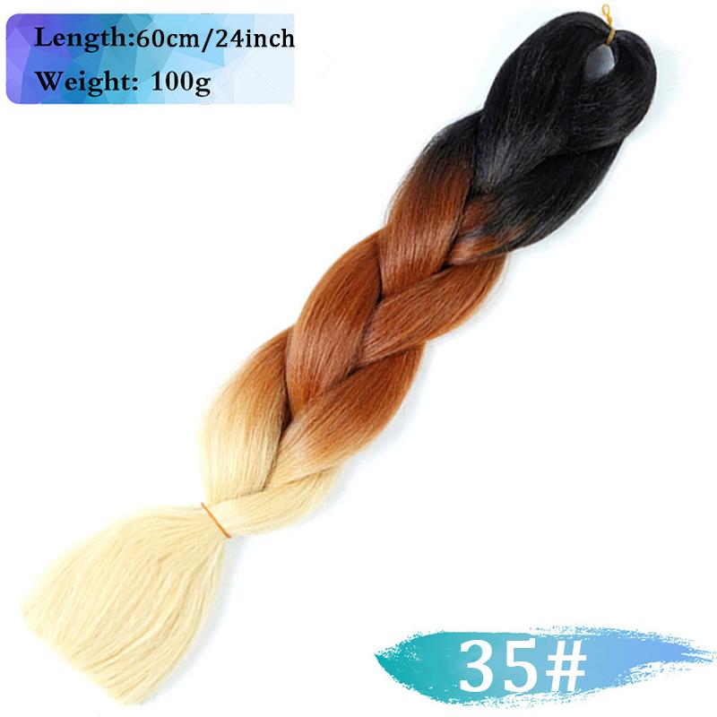 

24-дюймова в’язана триколірна триколірна перука з нарощеним волоссям із яскравою косою та хвостиком підходить для щоденного косплею та Хелловіна