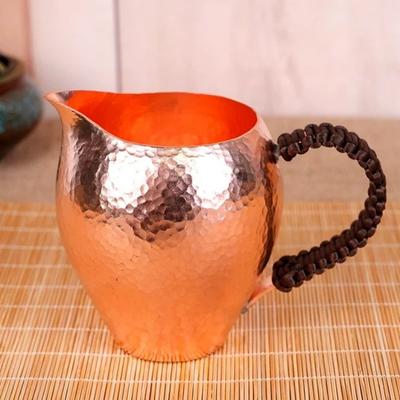 Vintage Kaffeetasse Reines Kupferbecher, Unregelmäßige Form Geflochtener Griff 280 ml Frühstückstasse, Handgefertigter Teetumbler Trinkgeschirr Tischgeschirr