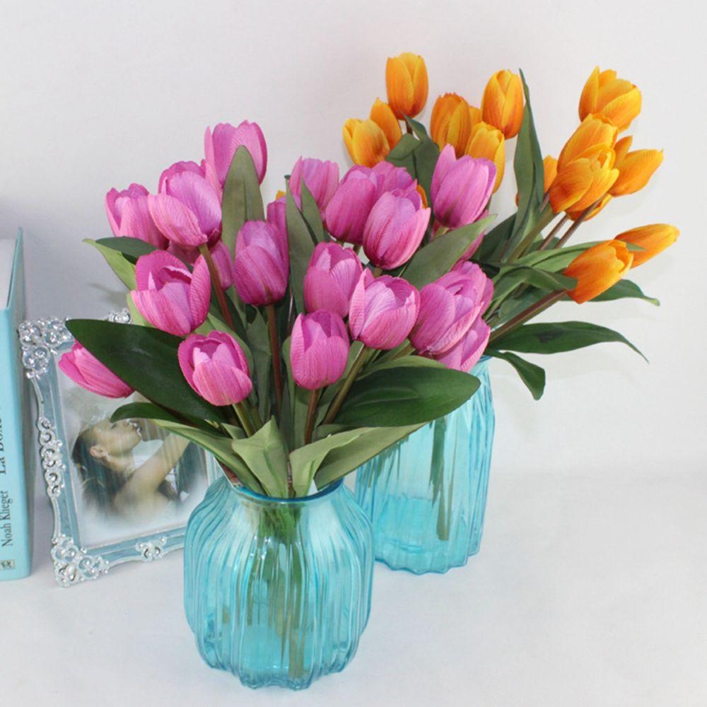 Garden 9 Head Real Touch Bridal Decoration Home Fake Flower Artificial Flower Bouquet Tulip Flower