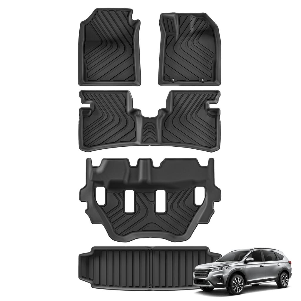 Smabee Right Drive for Honda BR-V 2022-2024 Fuel Version TPE 3D Car Floor Mats Cargo Liner Trunk Pad All-Weather Accessories