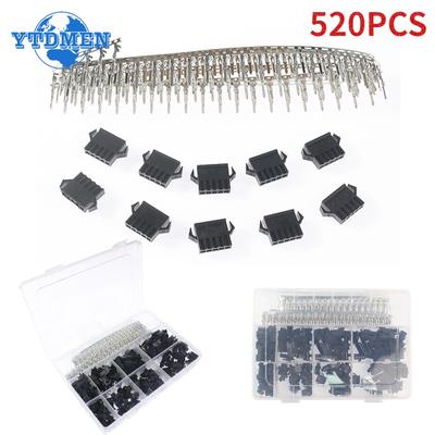 520PCS SM Dupont Jumper Wire Connector Kit, 2/3/4/5Pin Male/Female Housing Pin Header Crimp Terminal Connector Kit PCB Connector