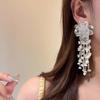 Rhinestone Floral Tassel Earrings Zinc Zinc Alloy Long Ear Drop Summer White Flower Earrings  Holiday
