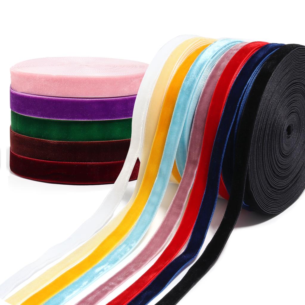 1 Roll Velvet Ribbons Single Face Flocking Webbing Decoration DIY Handmade Bow Hair Decoration Bouquet Package Sewing Clothing