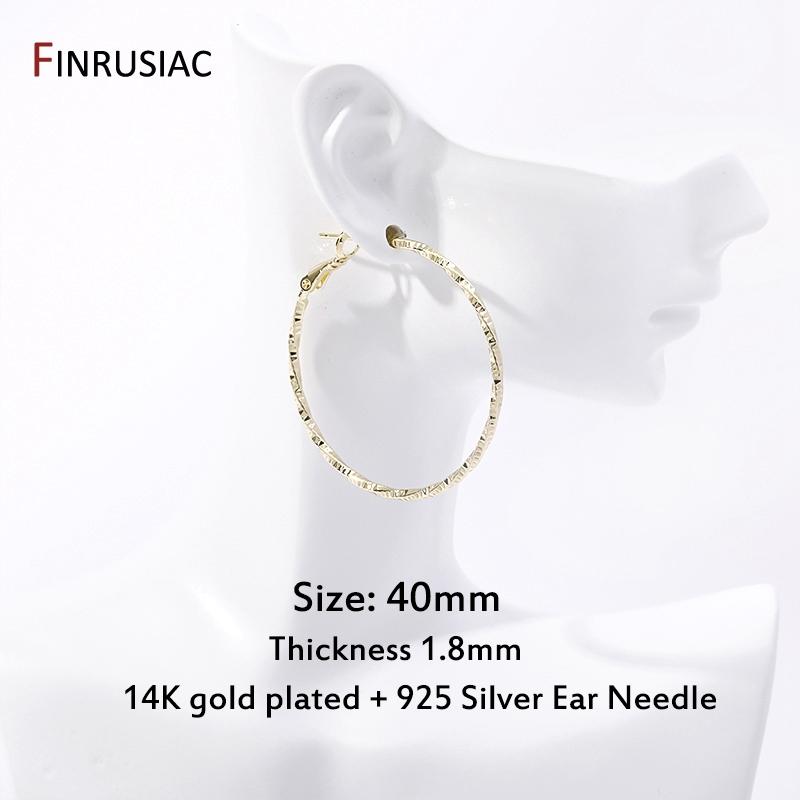 New Vintage Big Twist Circle Geometric Hoop Earring For Women 14K Gold Plated Brass Statement Loop Earrings Birthday Gift