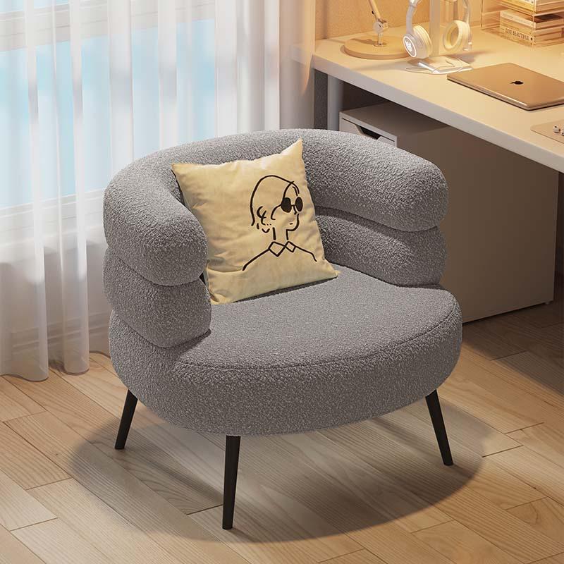 Nordic Lambswool Casual Chair: Comfy Makeup Seat & Home Sofa with Light Luxury Round Stool