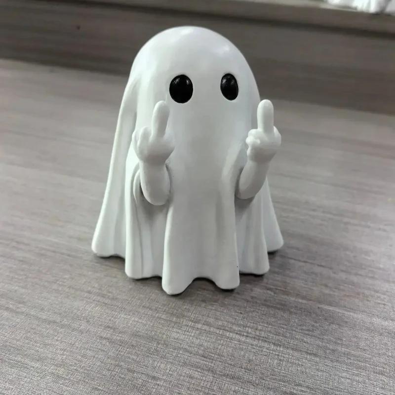 Latest Models Estatuilla Fantasma Resina Decoración Halloween Dedo Medio Divertido Figura Regalo Fiesta Certificado Envío Gratis