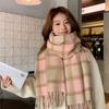 Autumn and winter new plaid scarf women's versatile thickened warm student couple scarf
