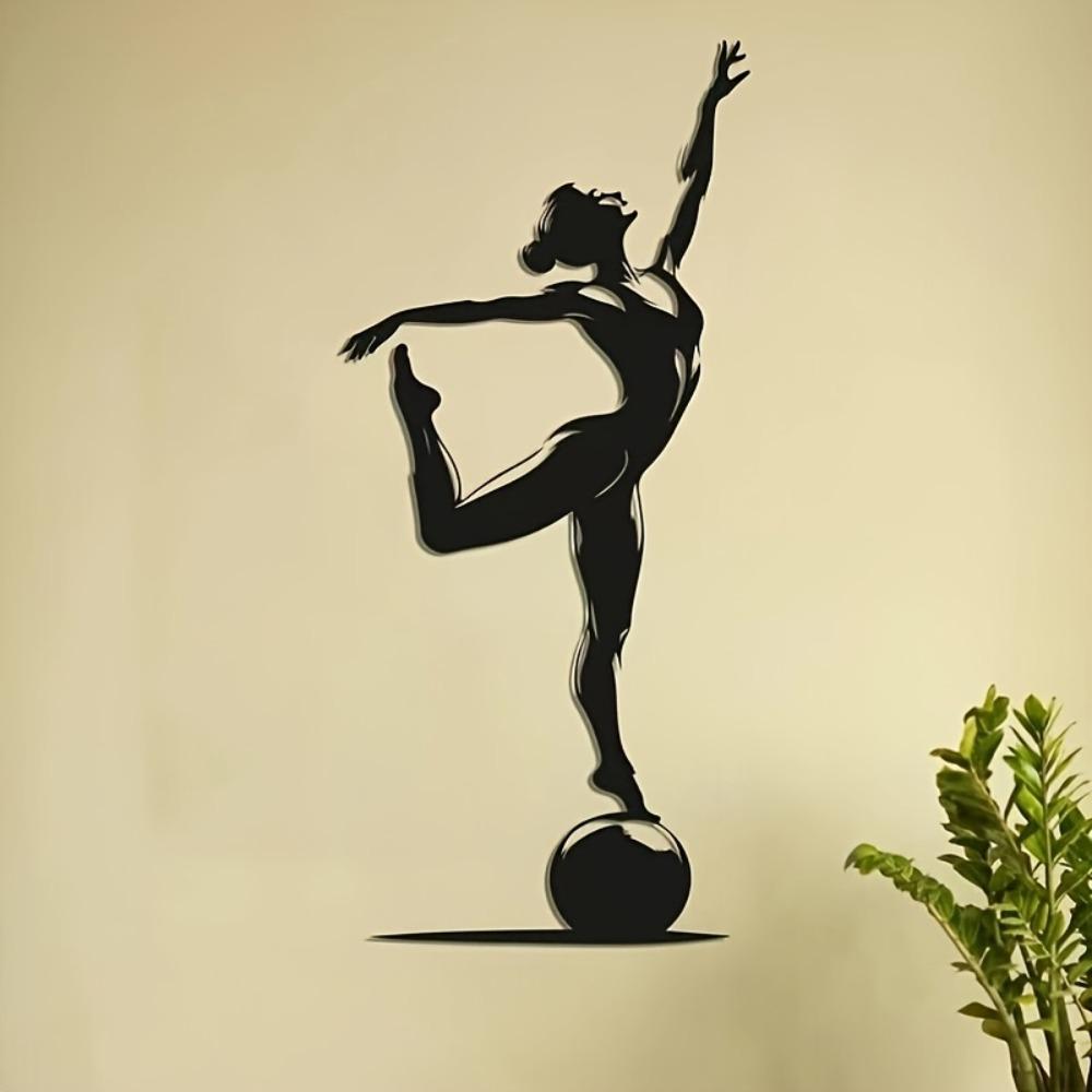 1pc Metal Ballerina Wall Sculpture, Elegant Iron Ballet Dancer Pointe Shoe Pose, Vertical Mount Dance Decor for Home, Wedding Gift for Dancers Women