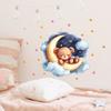 Self Adhesive Cartoon Star Good Night Little Bear On The Moon Wall Stickers For Children's Room Home Beautification Decoration