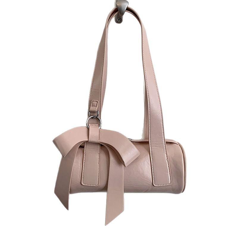 Spring fashion underarm bag women's commuter bag 2025 new pillow bag girl bow tote cylinder bag