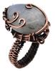 Moonstone Natural Gemstone Copper Wire-Wrapped Ring US Size-7.75 A145
