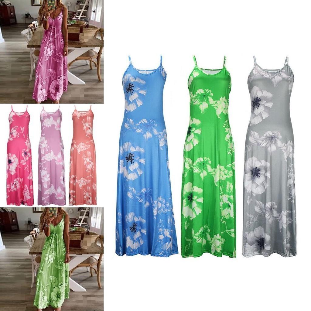 Women's Oversized Floral Printed Sleeveless Maxi Dress For Summer Holidays