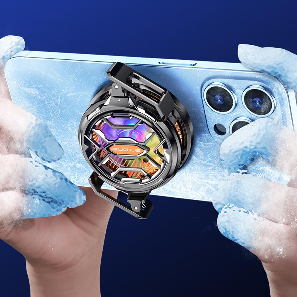 Magnetic & Rotatable Back Clip Phone Fan Cooler 15W RGB Laptop Tablet Radiator 7 Color Lighting Cell Phone Cooler Strong Cooling