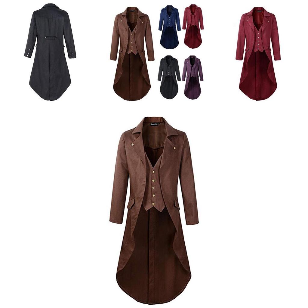 Lussuosa Giacca Lunga da Uomo per Carnevale di Halloween con Design da Smoking Medievale