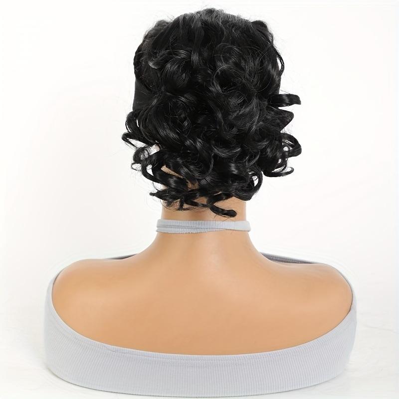 Short Curly Drawstring Ponytail Extensions Short Loose Wavy Ponytails Synthetic Hair Extensions for Women Daily Use