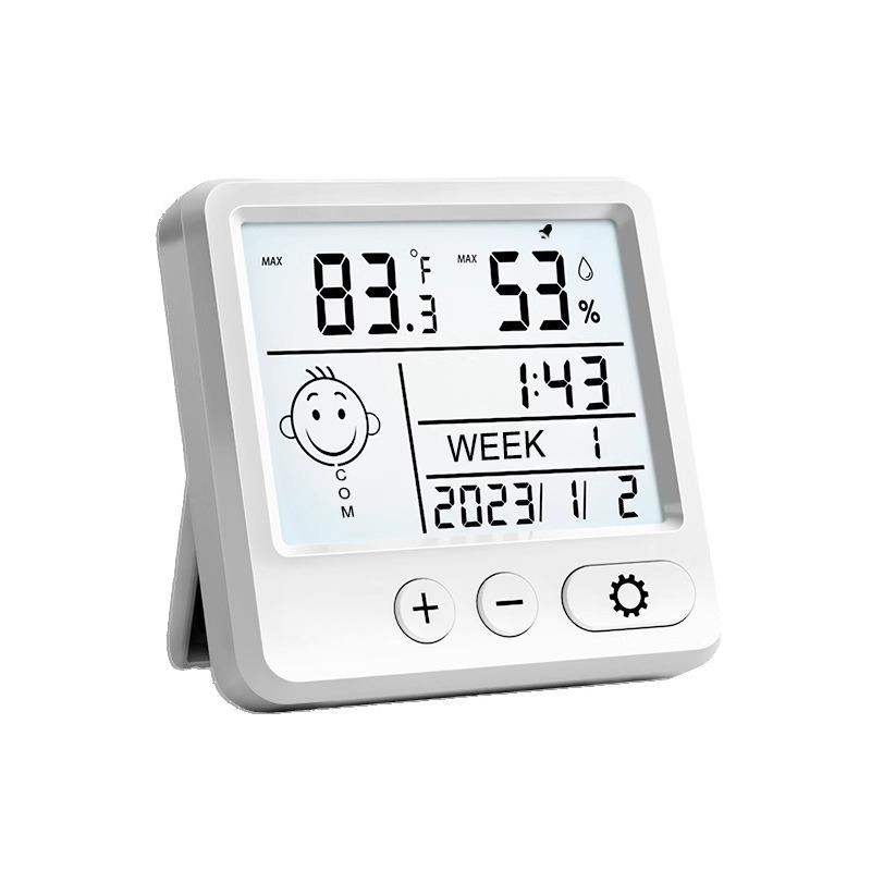 LCD Digital Alarm Clock Table Wall Clock for Bedroom Living Room Display Date Week Temp Humidity Battery Operated Home Decor