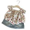 Korean Style Girls' Floral Top & Denim Skort Two-Piece Set - Summer 2025