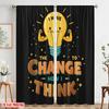 2 Stück 2D Flachdruck Szenenvorhänge Power Change Think Think 100% Polyestergewebe Ohne Strom Geburtstagsfeier Perfekt