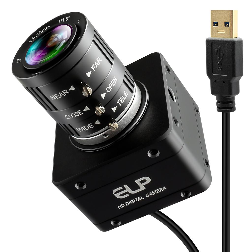 ELPCAM ELP 12MP Industrial USB High Frame Rate UVC Manual Zoom Plug and Play for Security Surveillance and 3D Compatible with and 3.0 Camera, 1080P...