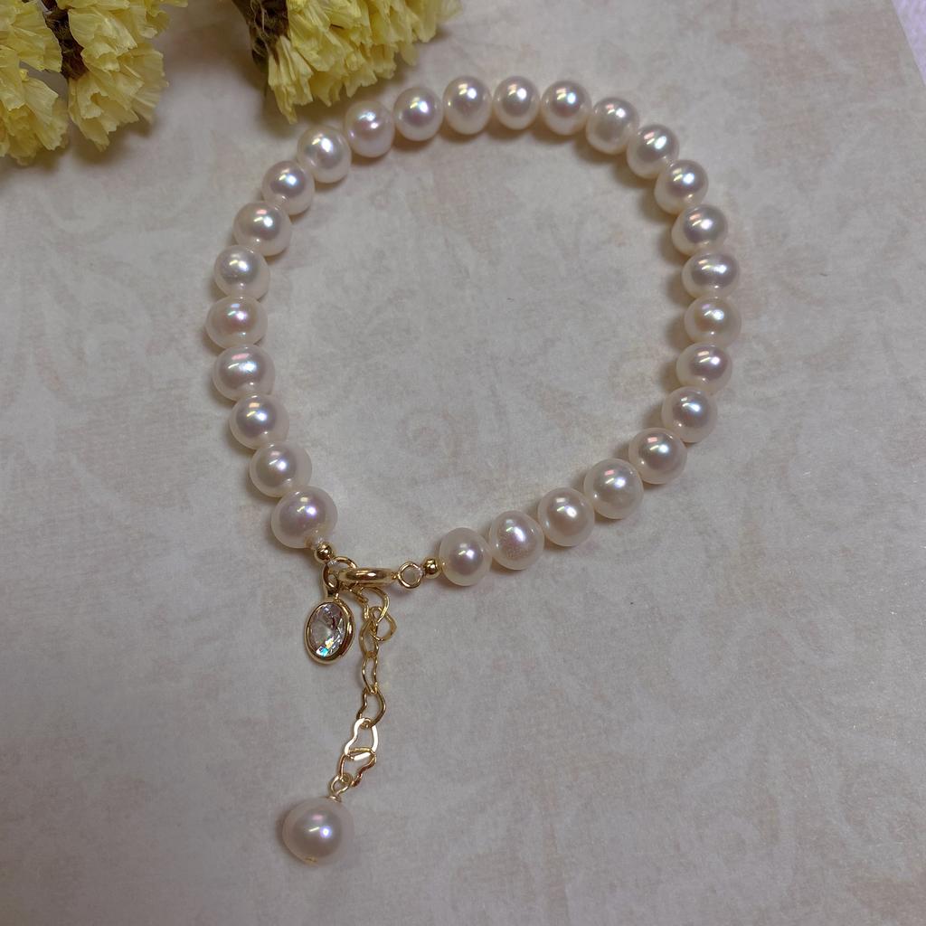 Baroque Special-shaped Pearl 14K Gold Bracelet Niche Ins Sense Retro French Cold Wind Bracelet Gift