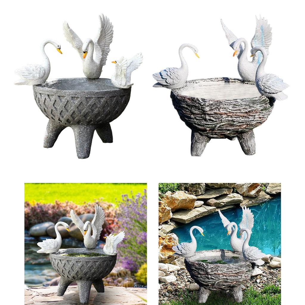 White Swan Planter Resin Ornament Plants Pot Garden Decoration Creative Flowerpot for Living Room Home Patio Outdoor Indoor Yard