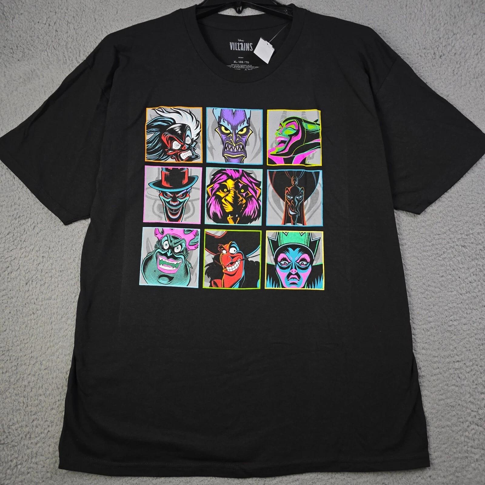 

Disney Villains Shirt Mens Extra Large XL Black Cartoon Classic Retro Logo NWT B L