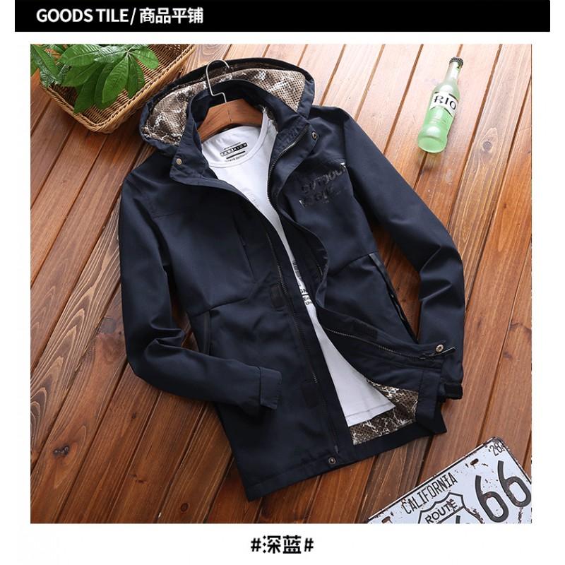 Mens Quick-Dry Outdoor Casual Jacket With Hood Lightweight Windbreaker Hiking Travel