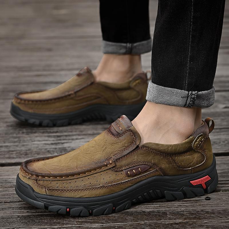 Handgefertigte Echte Lederschuhe Herren Freizeitschuhe Komfort Flache Schuhe Mokassins Werkzeugschuhe