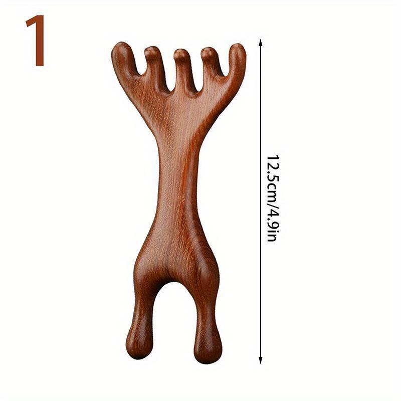 Body Meridian Massage Comb Sandalwood Deer Antlers Wide Tooth Anti-static Smooth Hair Massager
