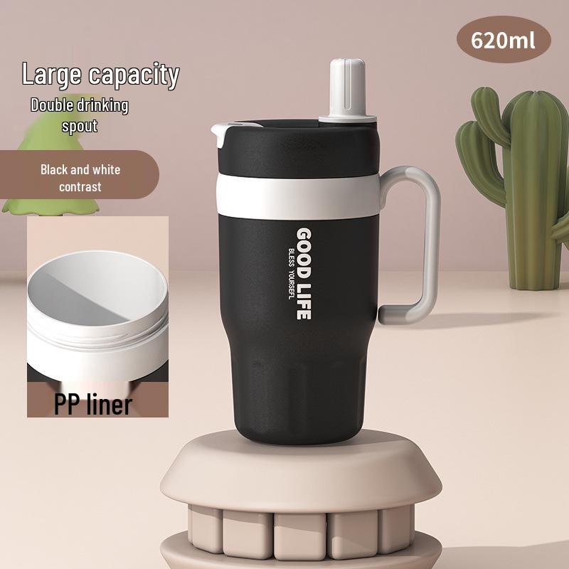 High-Value Portable Straw Cup with Lanyard, 304 Stainless Steel, Ideal for Cola and Coffee, Great Gift