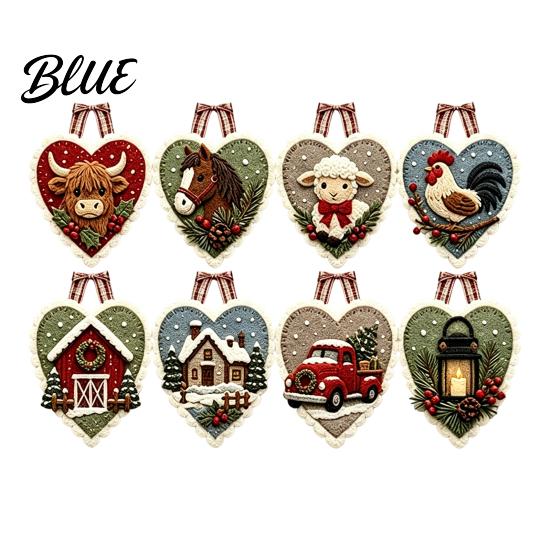 Creative Needlepoint Project Pendant Craft DIY Hand Sewing Kit Felt Heart Stitched Christmas Supplies Animal