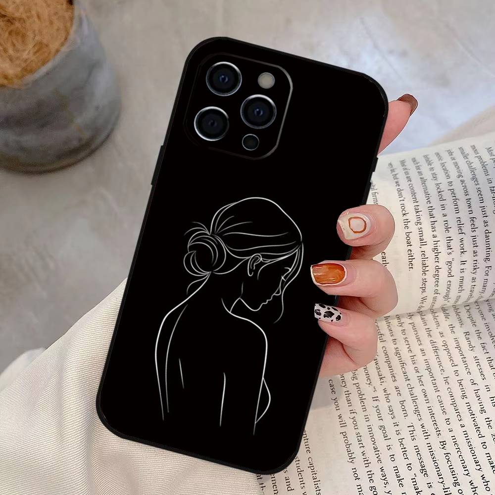 Art Sexy Body Woman Phone Case For iPhone 17,16,15,14,13,12,11 Plus,Pro Max,XS,Soft Silicone Black Cover