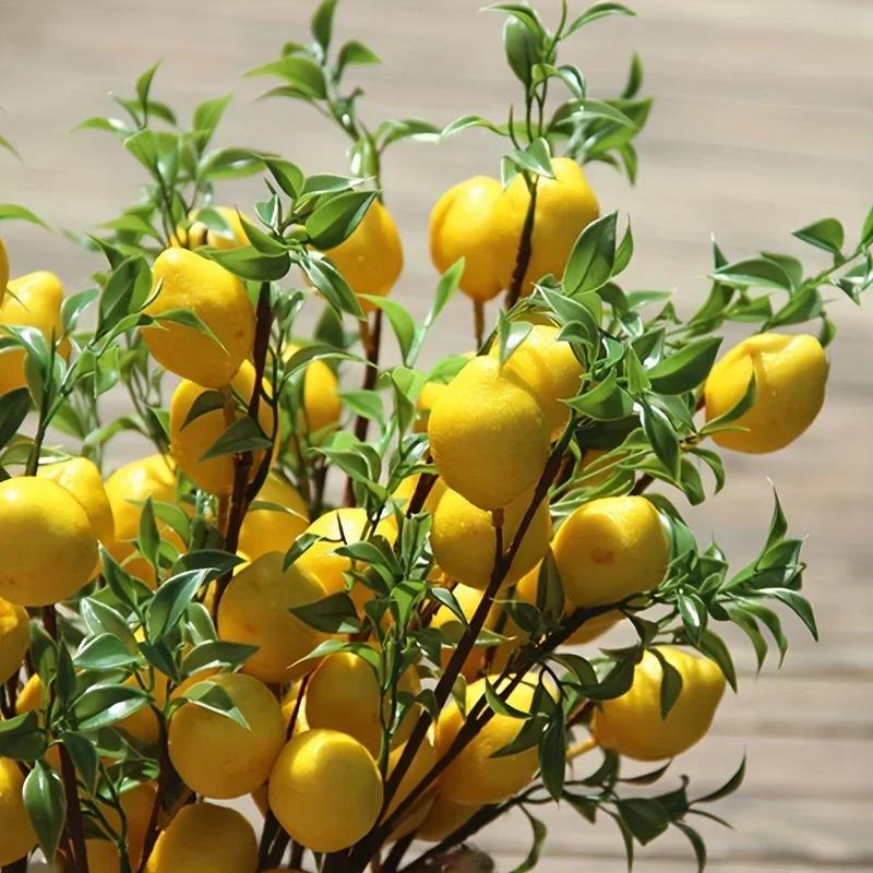 1pc-European Style Artificial Lemon Branch Simulation Lemon Fruit Green Plants Home Decoration Flower Arrangement for Hotels
