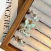Mint Green Mambo‑Style Open Ring Mori Ethereal Vibe Enamel Butterfly Inlaid Zircon Niche Design Personalized Adjustable Stackable Decorative Ring