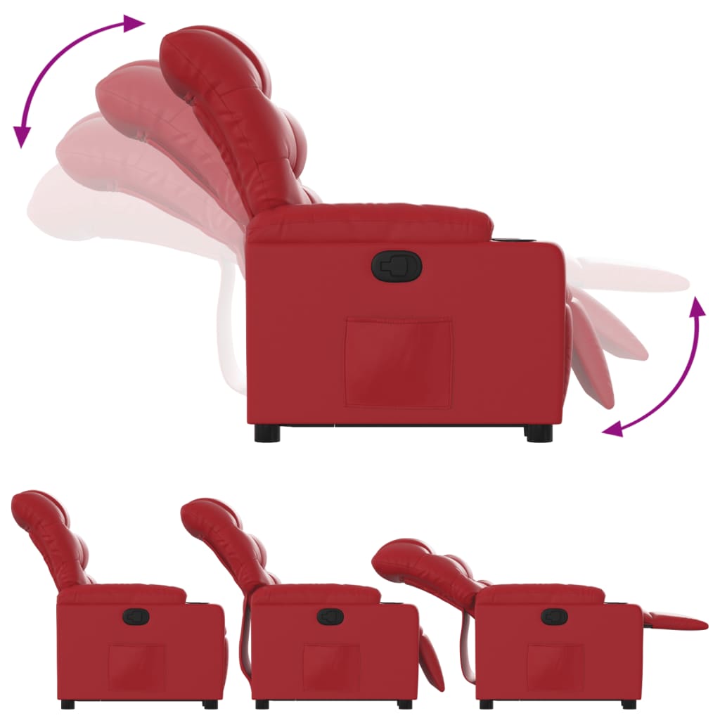 Recliner Chair with Lift Assist Red Artificial Leather