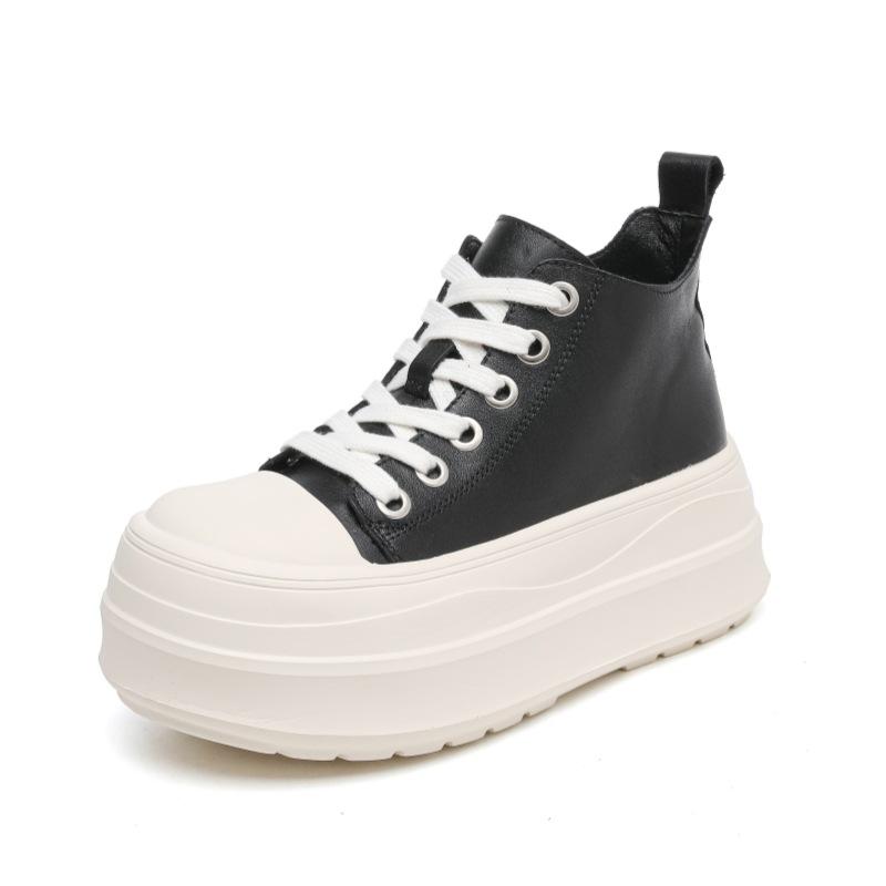 Big head height increase thick sole high top shoes women s autumn new casual versatile muffin bread women s shoes 39 чёрный