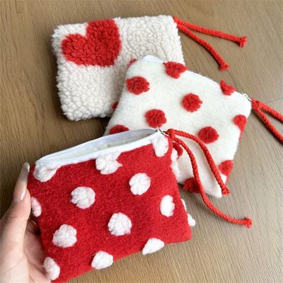 Cute Plush Women's Cosmetic Bags Portable Ladies Clutch Purse Lipstick Makeup Case Cute Female Small Storage Bag