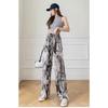 Women's Fashion Casual Colour Block Print High Waist Trousers Pants & Capris