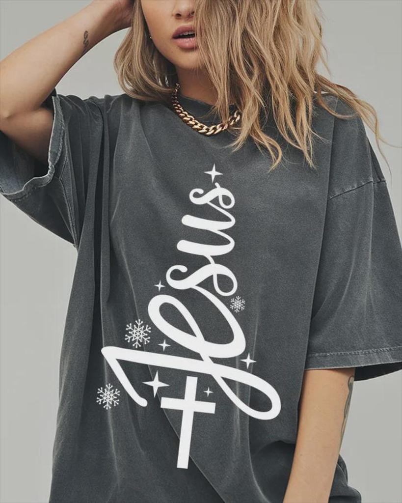 Comfort Colors® Bold Jesus Graphic Shirt, Religious Christmas Tee, Faith Based Christmas Tee, Christian Christmas Shirt, Snow Holiday Faith